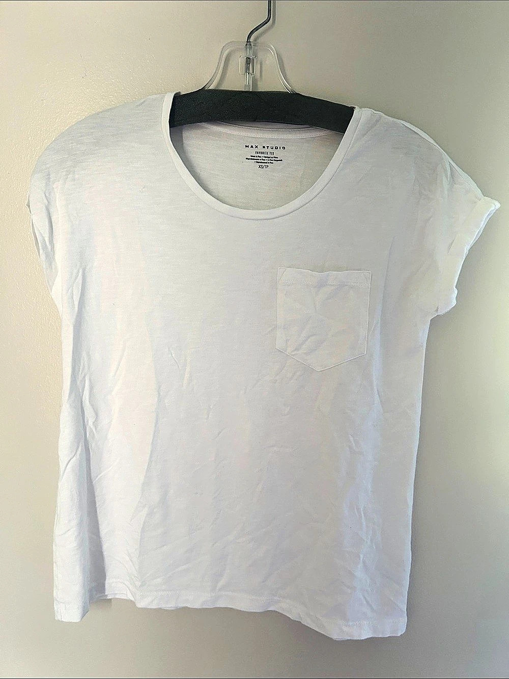 Max Studio White Pocket Tee Size Medium